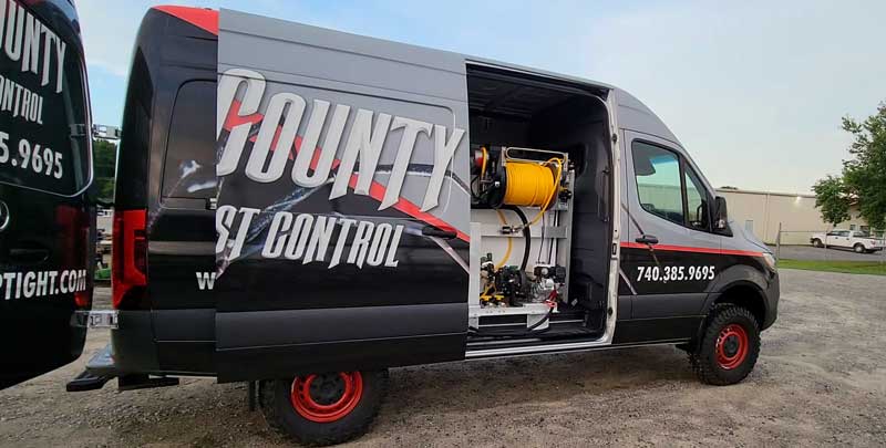 Custom pest control van fits customer's needs.